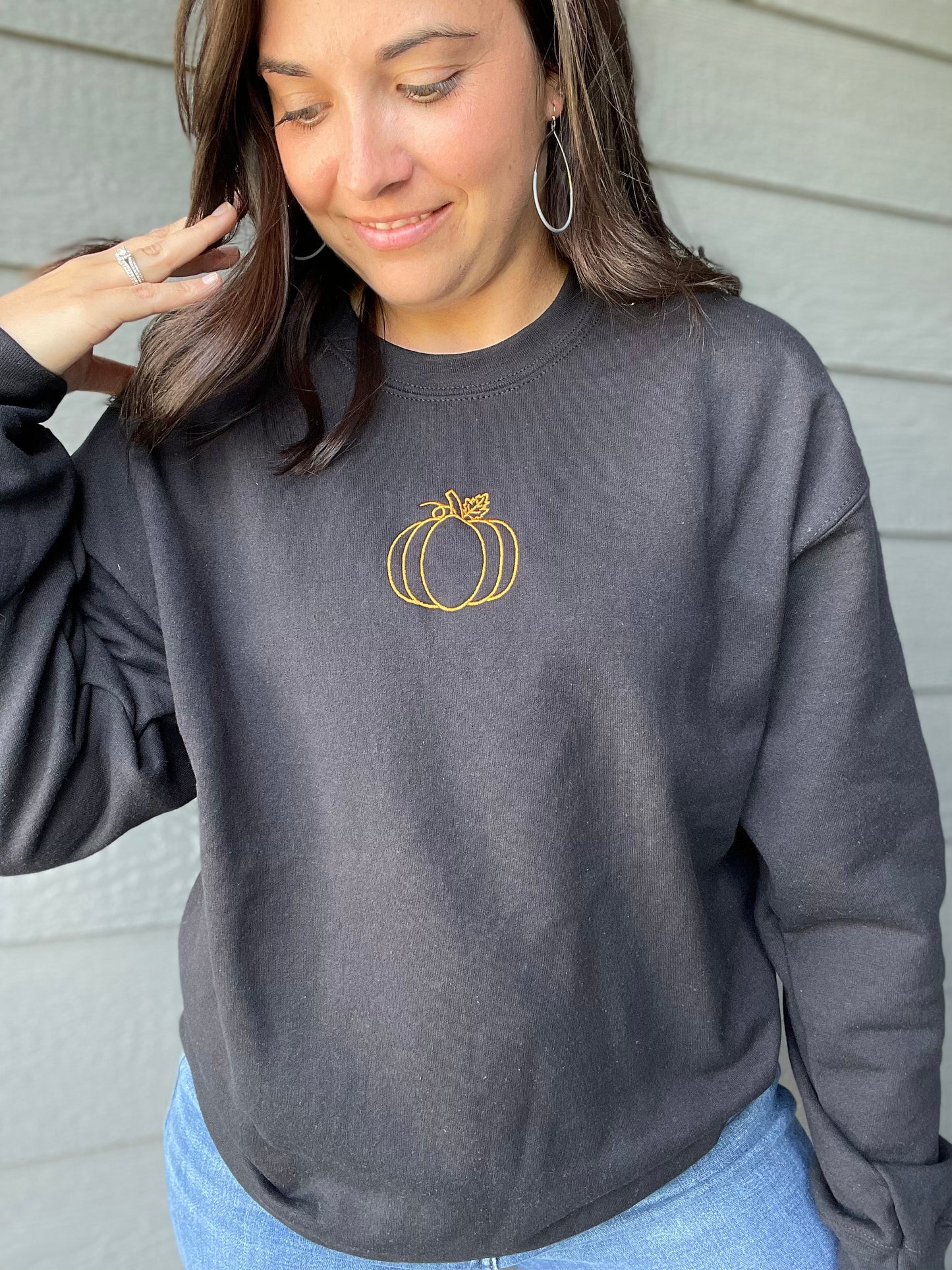 Pumpkin Embroidered Crewneck (2 colors available)