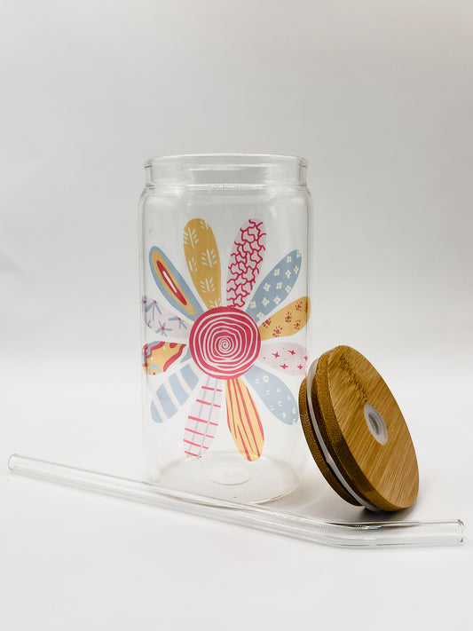 Crazy Daisy Clear Glass Cup