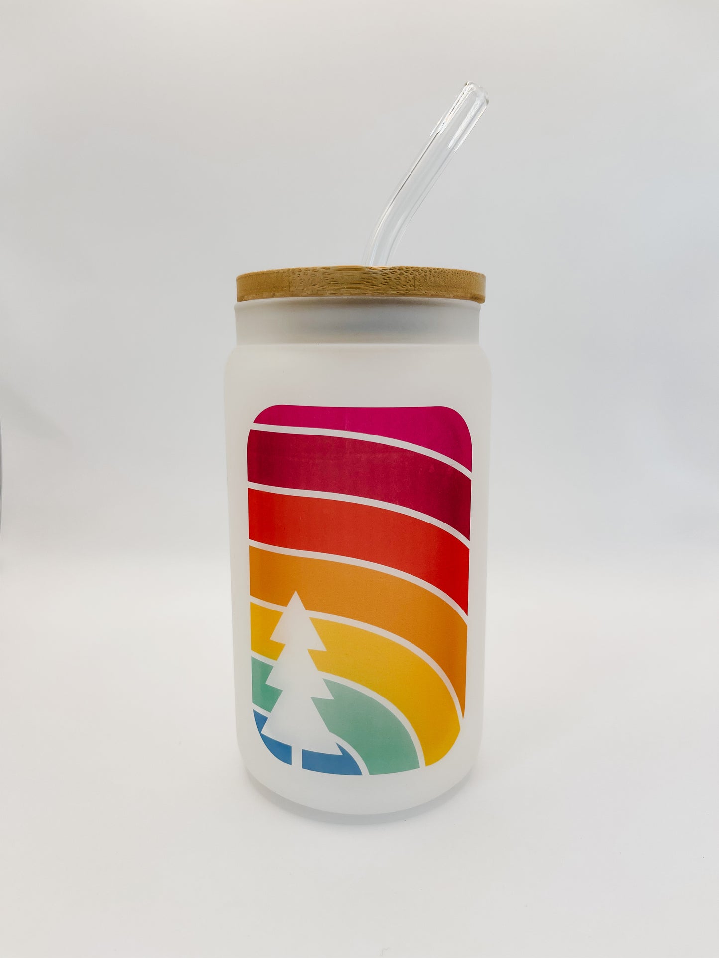 Rainbow Pine Frosted Glass Cup