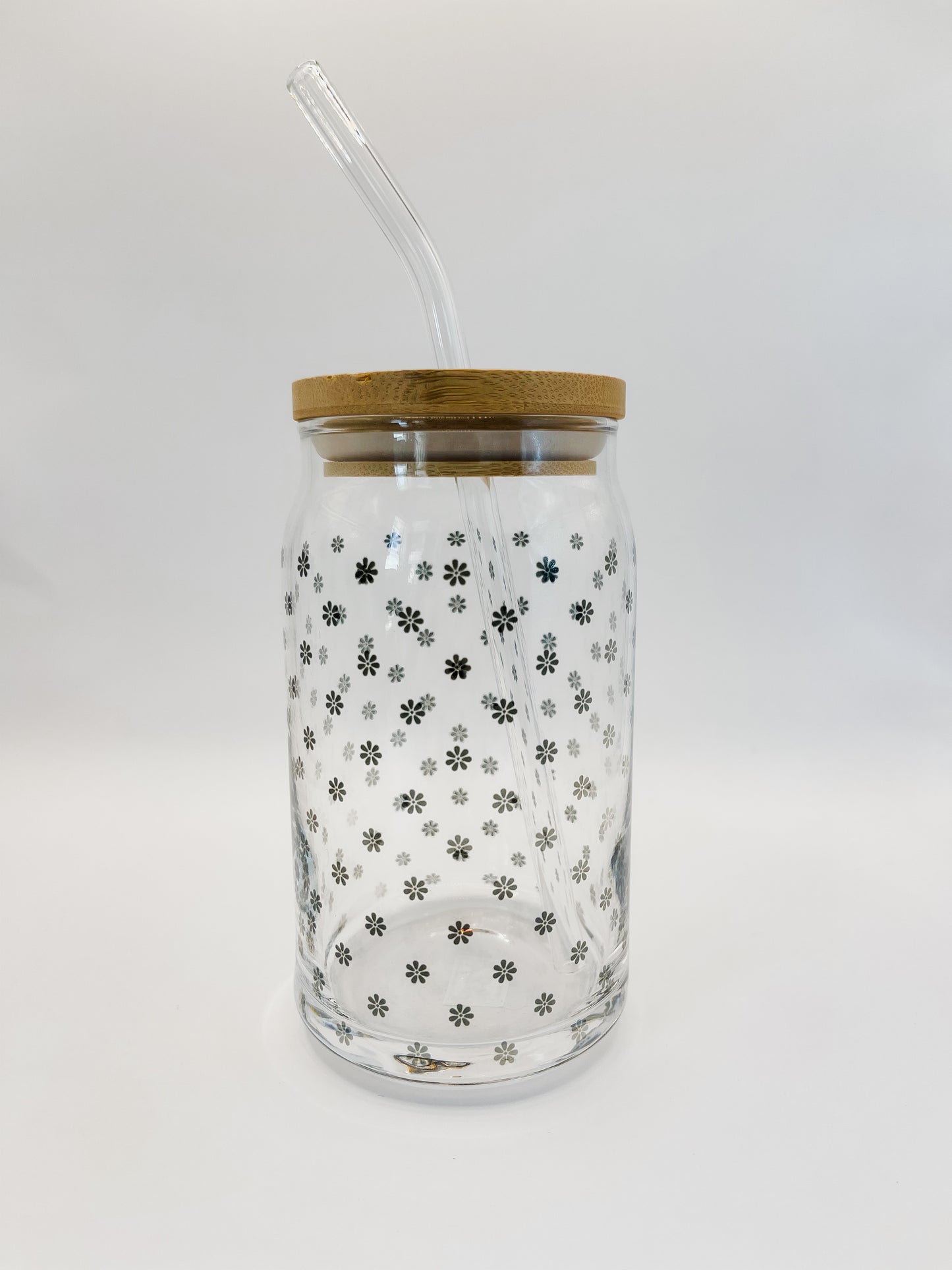 Bold Daisy Clear Glass Cup