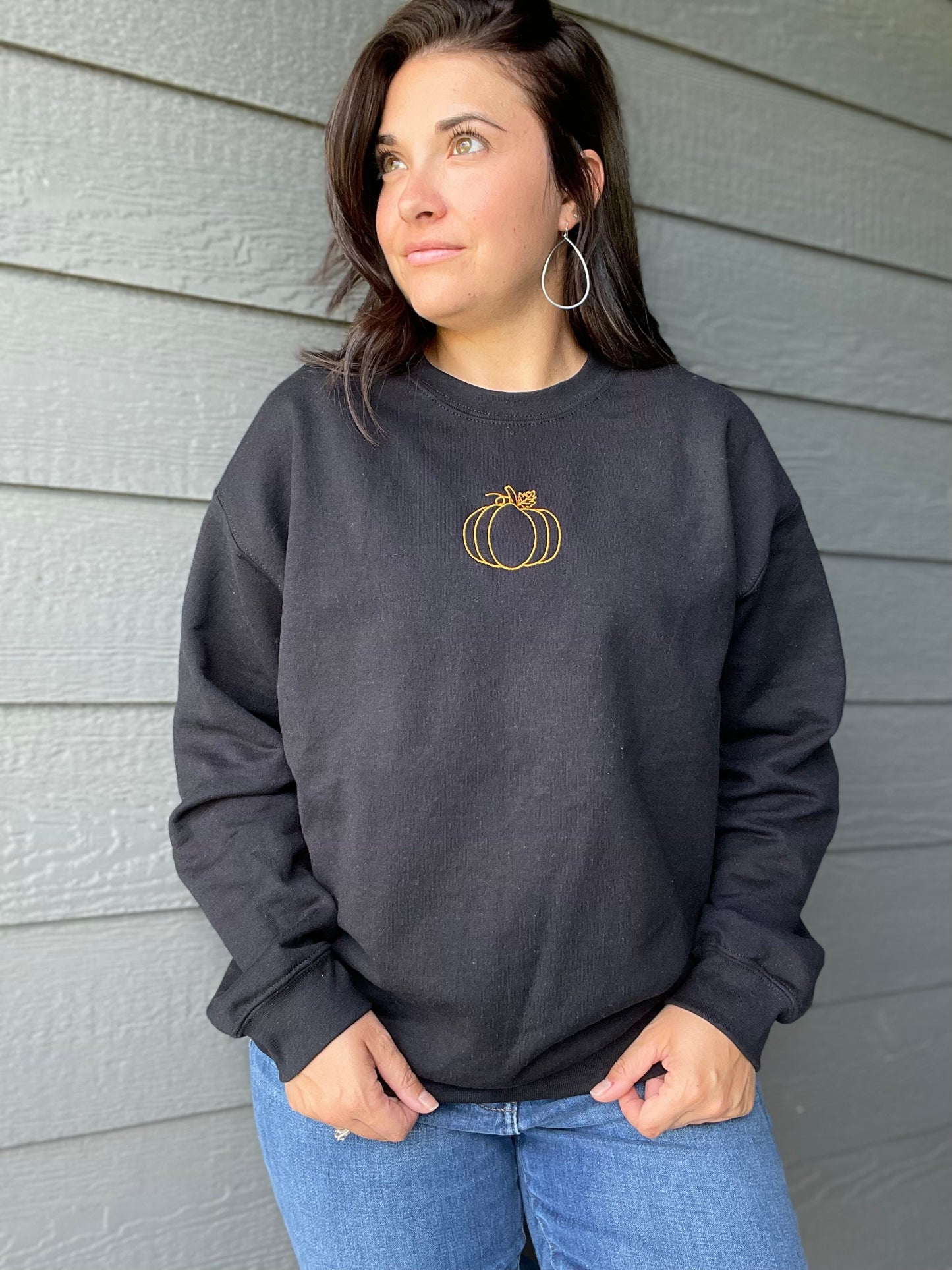 Pumpkin Embroidered Crewneck (2 colors available)