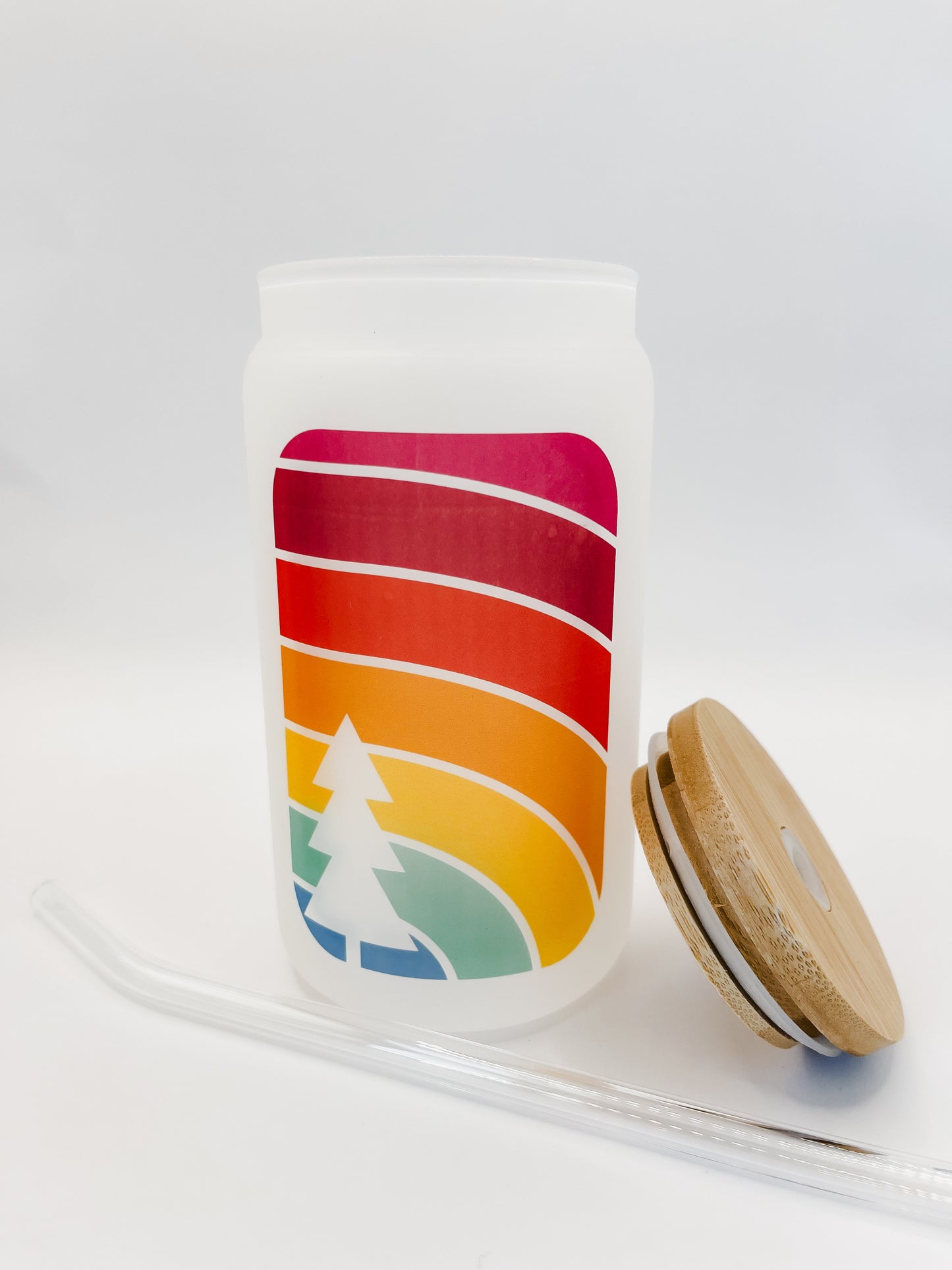 Rainbow Pine Frosted Glass Cup