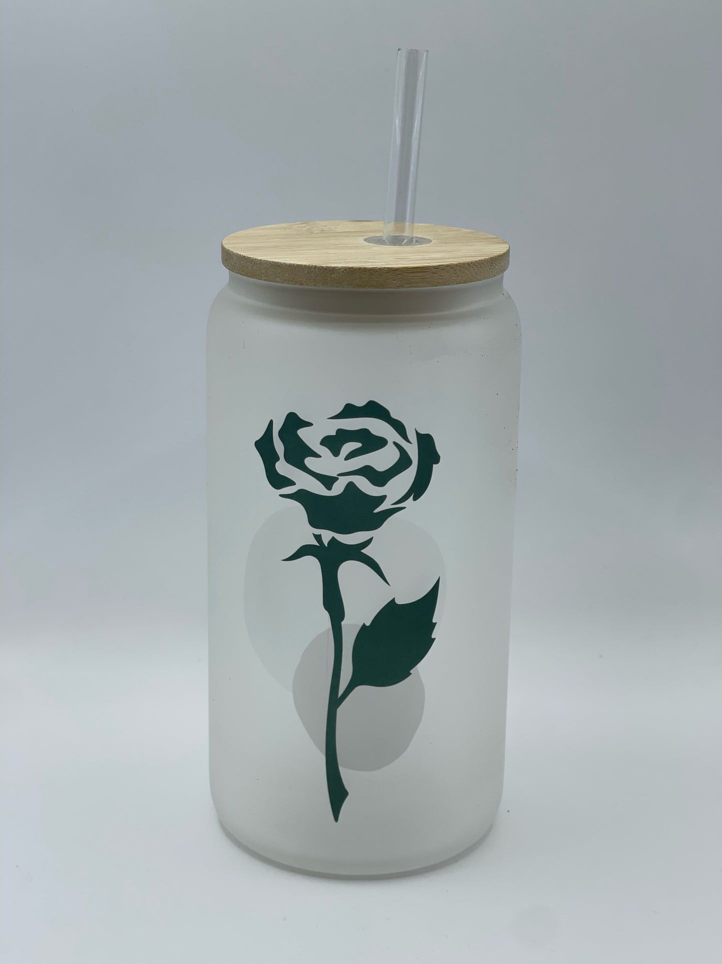 Rose Frosted Glass Cup