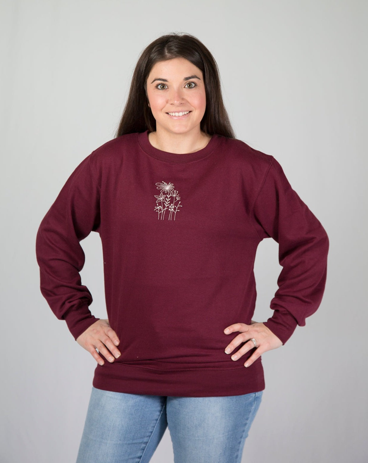 Burgundy Wildflower Crewneck