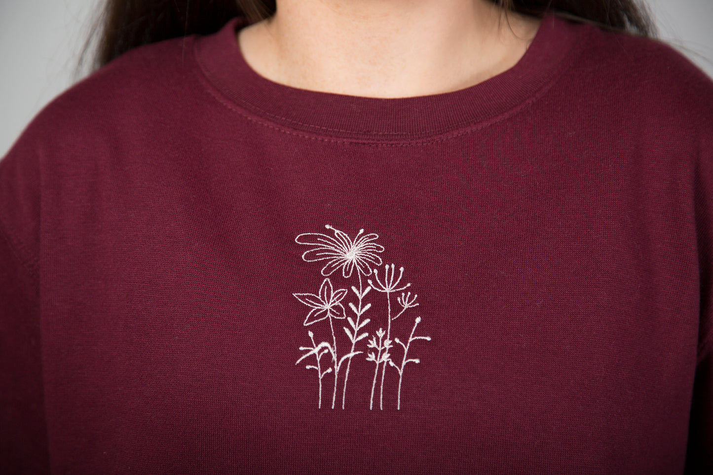 Burgundy Wildflower Crewneck