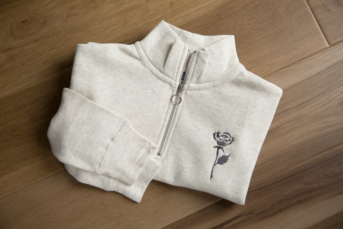 Oatmeal Rose Quarter Zip Sweatshirt