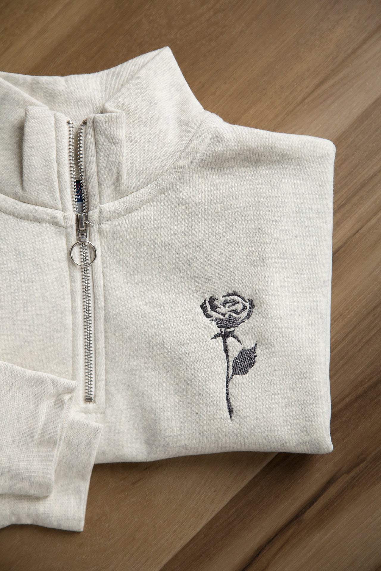 Oatmeal Rose Quarter Zip Sweatshirt