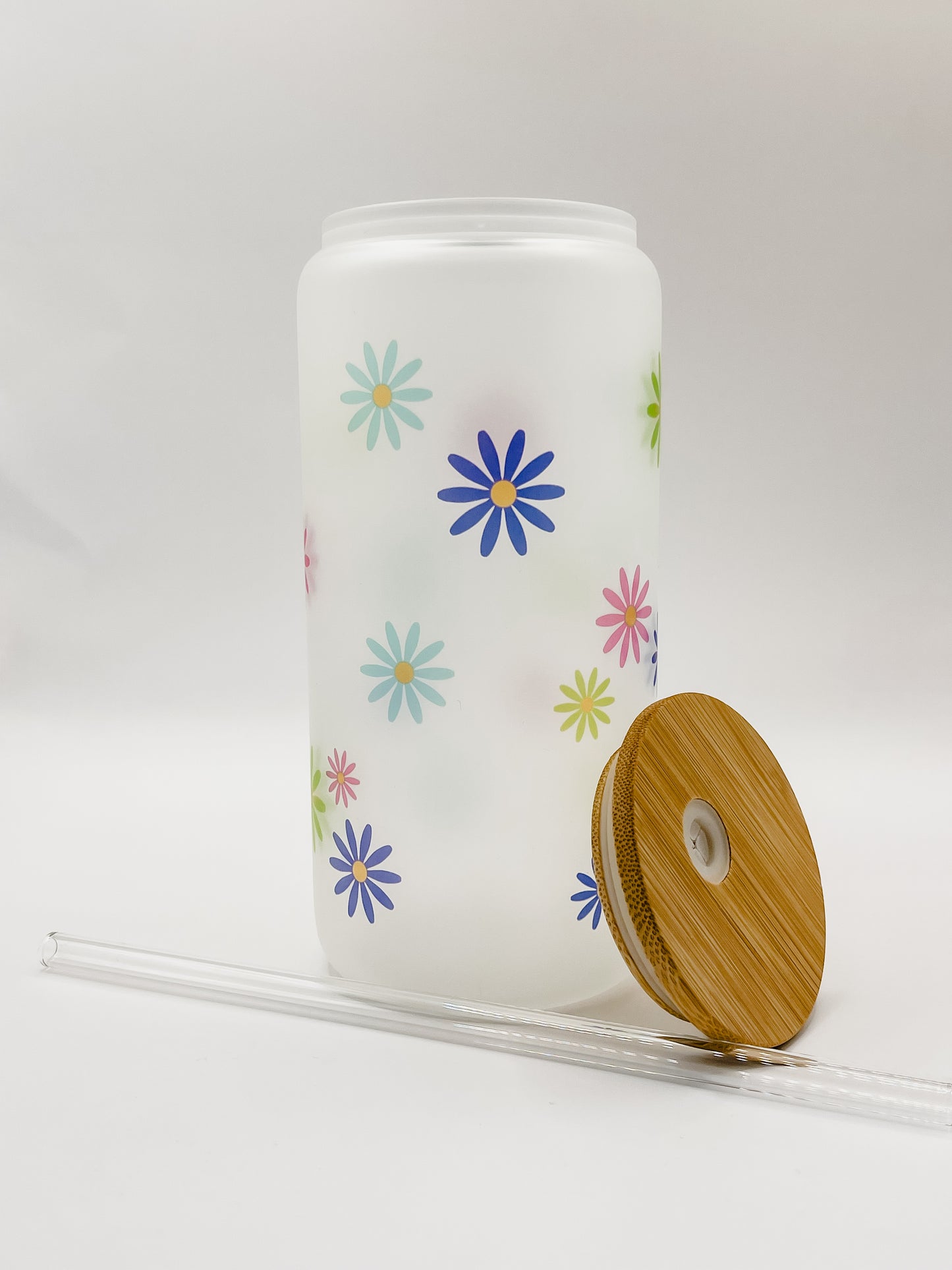 Colorful Daisy Glass Cup 20oz