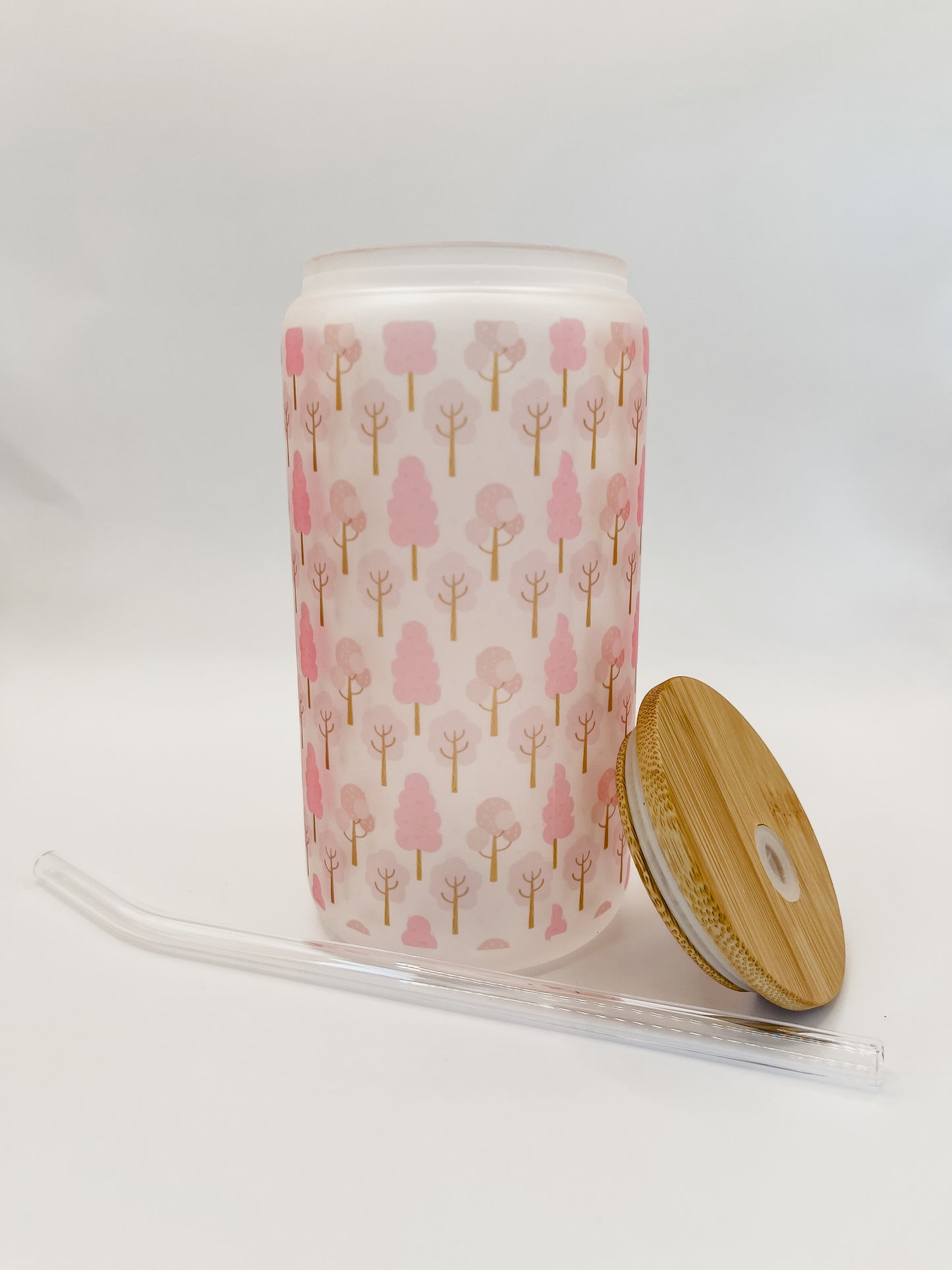 Pink Pine Frosted Glass Cup