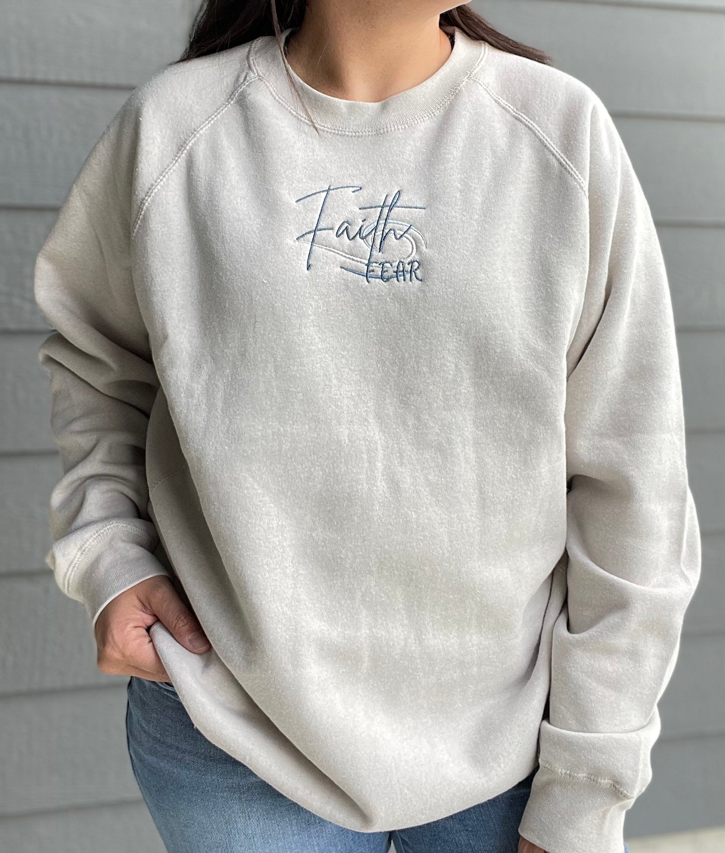 Faith over Fear Embroidered Crewneck