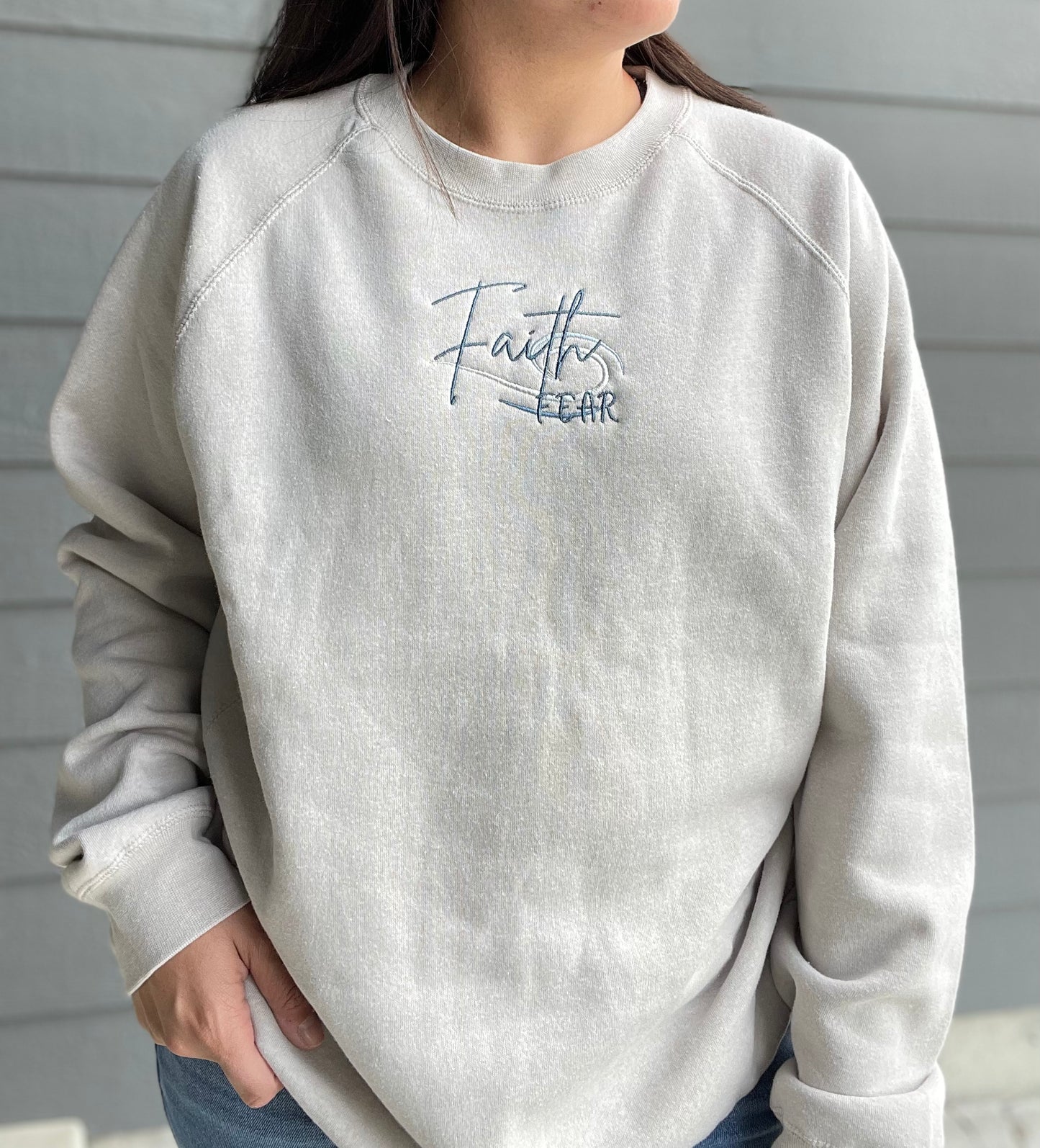 Faith over Fear Embroidered Crewneck