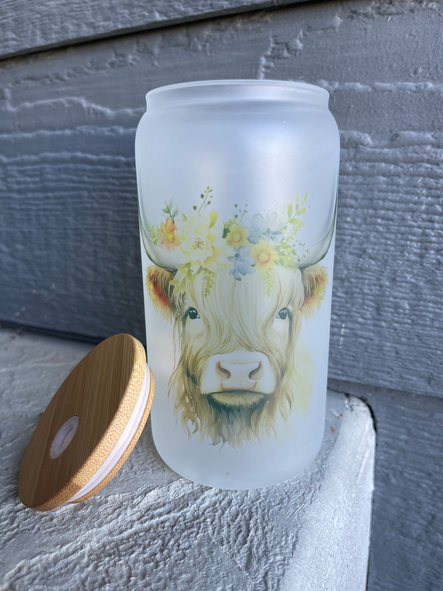 Cow Frosted Glass Cup