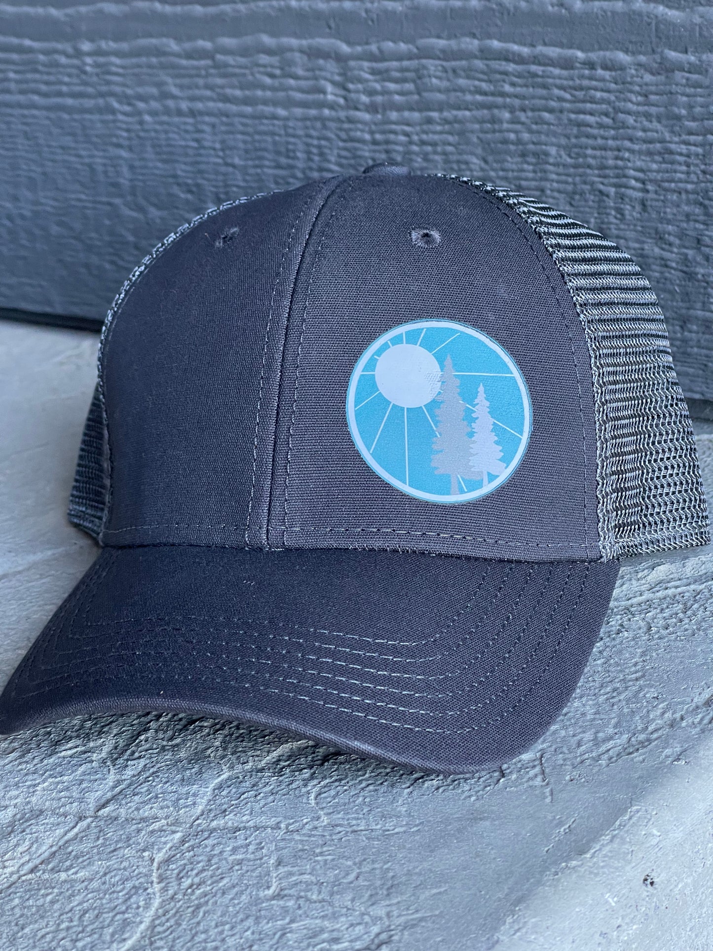 Gray Pine tree Trucker Hat