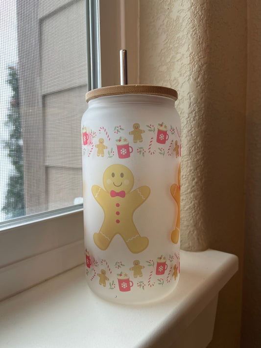 Gingerbread Frosted Glass Cup